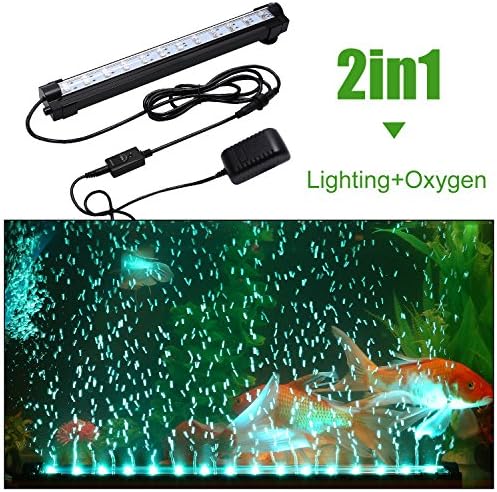 Top Munster LED Aquarium Light RGB Remote Color Changing Flexible Lighting Underwater Aquarium Bar Air Curtain Bubble Lights with Double Bright,Waterproof Submersible Aquarium Light 40-50cm(15-19")