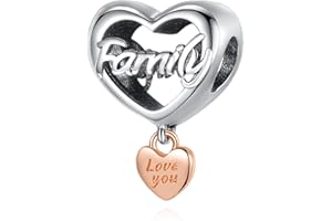 Amuefer Famiglia Charms Argento 925 Mamma nonna Famiglia Amore Cuore Sorella Girasole Capezzolo amici Ciondolo per Collane Compleanno Natale Gioielli Regali per Donne Ragazze