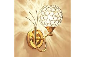 Mengjay Lampada da parete a cristallo Modern, Lampada da parete Camera da letto Corridoio Luce da parete,Applique da Parete Decor Metal Lampada da Parete Per Camera da Letto, Ristorante (A sinistra)