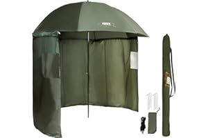 BAT Tackle Angelschirm mit Seitenwand | Inkl. Heringe und Abspannleinen | Schirmzelt | Windschutz | Regenschirm