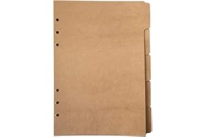ZELTEN Recharge papier/feuilles en vrac pour 8.5 pouces A5 couverture 6 trous anneau rond voir classeur dossier(A5 Divider Vertical Brown Paper Kraft Paper, 1 Package)
