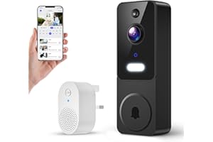 BoilNano 1080P Video Doorbell Camera Wireless, Cloud Storage, Live View, 2-Way Talk, Night Vision, Included Ring Chime, 2.4Ghz WiFi, Indoor/Outdoor Surveillance, Real-Time Alert