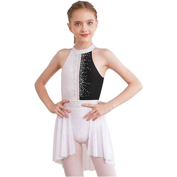Abito Da Ballo Bambina Senza Maniche | Body Danza Moderna Con Chiffon, 5-14 Anni - Foto 7
