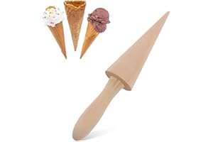 CYRANK Molde de cono de helado, Rodillo de cono de Gofre Hecho en Casa, Molde para conos de helado, Molde de Cono de Madera Para DIY Hornear Huevo Pastel Waffles, 9,1 pulgadas