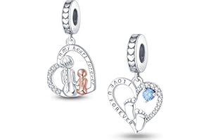 LNQOBU Charm Madre e Figlia - Charm con scritta Mum, Sister,Argento 925 con Ciondolo con zirconi 5A Adatto ai braccialetti Pandora Regali Festa Della Mamma