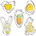 Gtmkina Easter Cookie Cutter Set - 5 Pices,Easter Bunny Cookie Cutter,Stainless Steel Cookie Biscuit Cutter Shapes - Egg, Carrot, Bunny, Chick, Bunny Face Holiday Themed Cutter, 1, Silver
