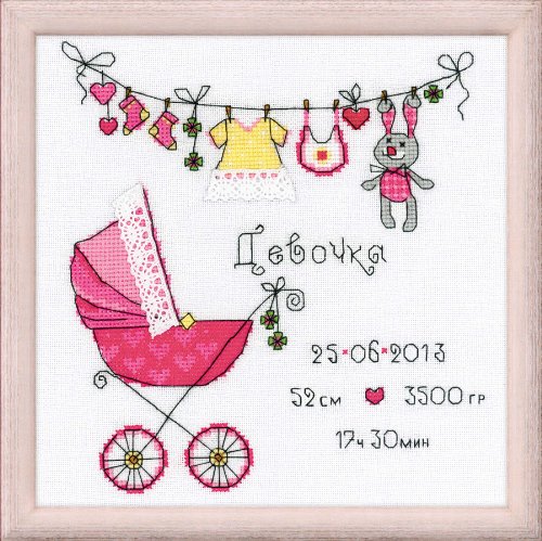 Riolis Stickbild-Set, Motiv It's a Girl, Kreuzstich