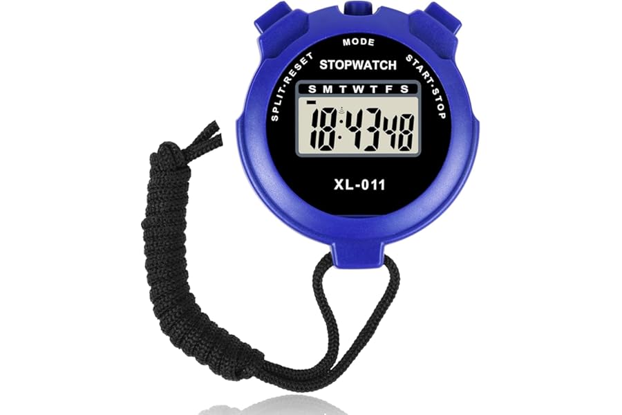 Digital Sports Stopwatch Timer, Professional Stopwatch Timer with Clock Clender Alarm, Handheld Large Display Training Stopwatchs Timer for Swimming Running Football Fitness Coaches Referee (Blue)