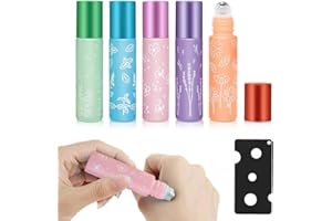‎WEDDHUIS WeddHuis 5 Stück Roller Flaschen Glas Roll On Flaschen Nachfüllbare Tragbare Praktische für die Aufbewahrung und Anwendung von ätherischen Ölen und Parfums (10ml)