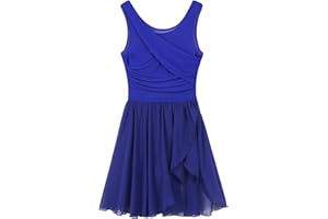Jugaoge Damen Tanzkleid mit Plissee Ärmellos Ballettkleid Lyrisches Kleid Unregelmäßig Tutu Rock Slip Latein Tango Samba Salsa Bekleidung