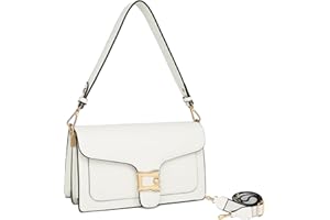 Travistar Small Crossbody Bags for Women Trendy PU Leather Cross Body Bag Elegant Cross Body Purse Shoulder Bag Designer Satchel Handbags Clutch Purses Evening Bags with 2 Straps White
