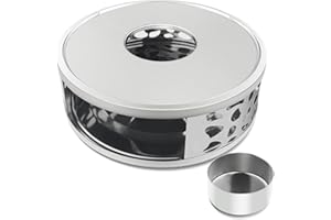 Uootach Scalda Teiera in Acciaio Inox con Porta Candele, scalda tè riscaldatore a base rotonda con candeliere, Scalda Teiera con Porta Candela, svuotare isolamento, Adatto per teiere e caffettiere