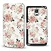 Produktbild Zanasta Tasche kompatibel mit Samsung Galaxy Note 4 Hülle Flip Case Schutzhülle Handytasche mit Motiv Rosen (weiß)