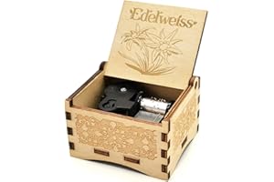 Micteney Edelweiß Spieluhr zum Aufziehen, Handarbeit Holz Deko/Geschenke/Home Deko (Edelweiss)