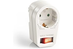 PERFECT EQUIPMENT FOR YOUR HOME Perfect, adattatore per presa con interruttore on/off, 1x presa Schuko, 16A / 250V AC, 3680 watt, bianco