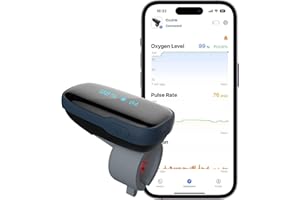 VIATOM Wearable Oxygen Saturation Monitor Bluetooth Blood Oxygen Monitor with Audible Reminder on Device & Smartphone Free APP Soft Silicone Ring Spo2 Monitor for Adult Tracker Rechargeable