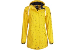 Dry Fashion Damen Regenmantel Cuxhaven mit Anker-Print - Regenjacke Jacke für Frauen mit verstellbarer Kapuze Winddicht Wasserdicht