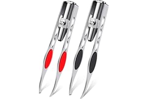 HONOSON 2 Stück Pinzette mit LED Licht Haarentfernung Beleuchtete Pinzette Make Up Pinzette mit Licht für Frauen Präzisions Augenbrauen Haarentfernung Pinzette Edelstahl Pinzette