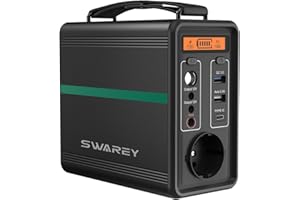 SWAREY Generador Solar Portátil, 222Wh Estación de Energía, Salida de CA de 300W (Pico de 600W), Puerto USB-C de 65W, Batería Externa para Camping, Viajes, Pesca, RV