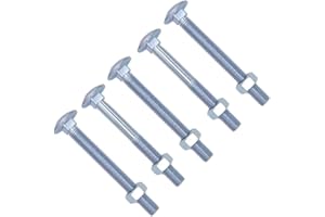 TERF® M6 X 150mm Cup Square Carriage Bolt and Nut M6 (6mm) X 150mm Coach Bolts with Hexagon Nuts - Pack of 10