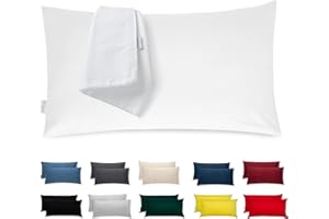 Flowen Federe Cuscini Letto Matrimoniale Cotone 50x80 Set 2 Copricuscini Tessuto Morbido Jersey Anallergico Antiacaro Traspirante con Zip Nascosta Coppia Fodere Lavabili in Lavatrice