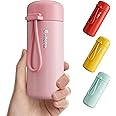 Exllena Small Flask 150ml Made of 304 Stainless Steel, Double Wall Vacuum Insulation for Hot&Cold Drinks, Mini Flask with Carry Handle - 100% Leakproof(Pink)
