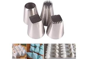 BLUGUL Set di 4 Extra Grande Pasticceria Ugelli, Tondo e Quadrato