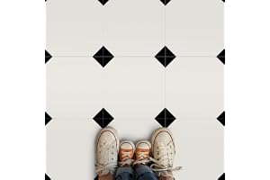 Alwayspon 30 x 30 cm x 10 stycken vit-svart fyrkantig form vattentät, halkfri golvkakel-dekal för kök, badrum, vardagsrum, sj