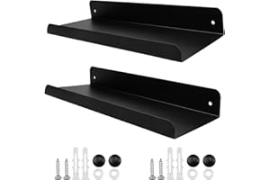 MytaYt 2 PCS Etagere Murale Metal Noir 28 CM Étagère Flottante Tablette Murale Fixation Invisible avec Trous et Vis Étagères Cuisine Murale pour La Bureau Salon Chambre