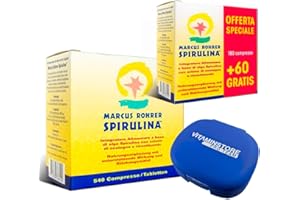 VS VITAMIN STORE Spirulina Marcus Rohrer ® • Formato da 540cpr + 180cpr + 60cpr • Polvere Essiccata e Compressa a Freddo • Alga Spirulina Compresse