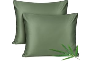 Joyhabit Bambus Kissenbezug 80x80cm, 100% aus Rein Natur, Weich und Seidig für Baby, Vegan und Umweltschützer, Zweier Pack, Moosgrün
