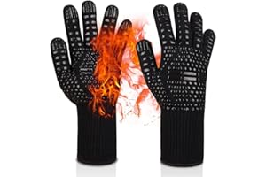 Feliciay BBQ Gloves 1472℉ Extreme Heat Resistant Oven Gloves Kitchen Cooking Grill Gloves Silicone Non-Slip Barbecue Cooking Baking Welding Cutting Waterproof Fireproof Oil Resistant