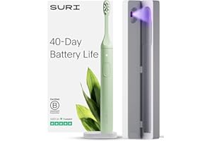 SURI 1.0 Sonic Electric Toothbrush with UV Cleaning Travel Case | 1 Month+ Battery | UK’s No.1 Rated | Electric Toothbrush Adults | Sonic Toothbrushes | Green