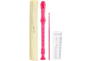 World Rhythm WR-803 Flauto Dolce per Scuola, Flauto Soprano in tre Pezzi, con Scovolino per Pulizia, Tabella per Diteggiatura e Custodia, Rosa