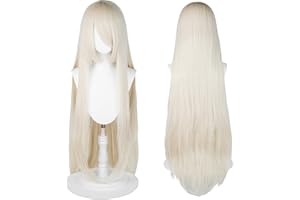 UTIEHD Perruque Longue 100 cm, Cosplay Anime Universel, Parfaite pour Fêtes, Usage Quotidien, Festivals, Halloween (Platine blond)