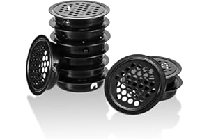 CHANRAINGYEE 12 sztuk czarnych kratek wentylacyjnych ze stali nierdzewnej, okrągłe kratki wentylacyjne, nadają się do garażu, kratek wentylacyjnych, szafek, szafek na buty, mebli, sypialni, pomieszczeń biurowych