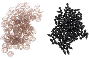 zalati Puppennasen 100 Stück mit Fadenende Unterlegscheibe Kunststoff zum Nadelfilzen Bärenpuppen Spielzeug - Schwarz, 5 mm