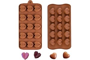 PTAIZJJZ Lot de 2 moules en silicone en forme de cœur 15 cavités en forme de cœur pour décoration de gâteaux