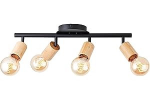 Brilliant Tiffany - Lámpara de tubo de 4 focos, color negro mate/marrón natural, 4 x A60, E27, 28 W