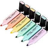 Amazon Brand - Eono Highlighters, Pastel Colors Chisel Tip Marker Pen, Assorted Colors, Water Based, Quick Dry (6 Macaron Col