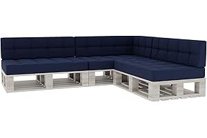 GUTEKISSEN Coussin pour Palette Coussin d'assise Dossier piqué PFG 3xSet (Coussin d'assise 120x80 +Dossier 120x40), Gris foncé