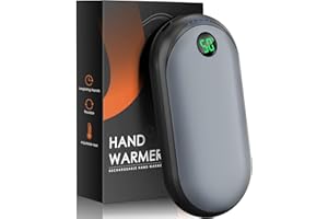 EGGORISE Chauffe-Mains Rechargeables, 10000mAH Chaufferette Main 15H Chauffage Longue Durée Chauffe Main Electrique et Reutilisable avec Affichage LED Poche Powerbank pour Camping Cadeaux pour Hommes Femmes