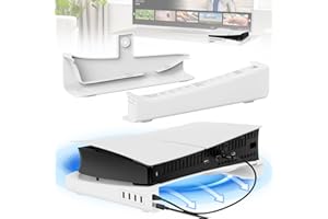 LELINKER upport Horizontal pour 2023 PS5 Slim Avec Hub USB 4 Port, Multifonctionnel Base Avec USB 2.0 Port, Anti-Dérapant Refroidissement Support Accessoires pour PS5 Slim Disc&Digital Edition