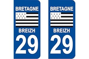 WONACTOR Bearn 29 Bretagne Breizh département région Autocollant Plaque immatriculation Auto Voiture Sticker, Couleur : Bleu, Angle : Arrondi