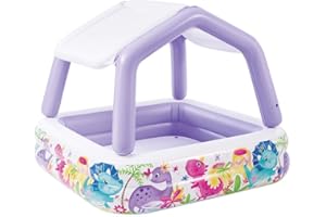 Intex Piscina Hinchable Infantil, 157x157x122 cm, 295 litros, con toldo Desmontable, Diseño acuático, Tapón de desagüe, Uso Exterior, Vinilo Resistente, Parche de reparación Incluido, +2 años (57470)