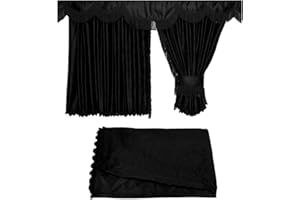 ADOMO LKW Gardinen für DAF XG DAF XG+, schwarz-schwarz, gerade Fransen