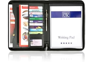 ‎H&S H&S Teczka konferencyjna z zamkiem błyskawicznym A4, biznesowa, sztuczna skóra, etui na dokumenty, torba teczka