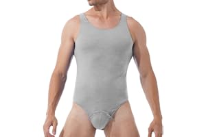 Alvivi Maillot Elástico de Gimnasia Hombre Adulto Body Leotardos Ritmica Danza Ballet sin Mangas Una Pieza Mono Liso Men Unitard Ropa Interior Deporte para Hombre