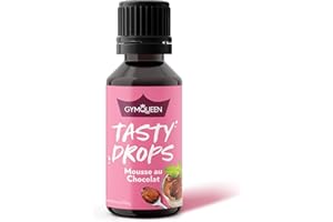 GymQueen Tasty Drops 30ml, Gotas de sabores sin calorías, sin azúcar y sin grasa, Gotas de aroma para endulzar la comida, sin colorantes artificiales, Mousse de Chocolate