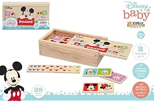 WOOMAX Disney – Domino in legno per bambini, gioco da tavolo per bambini 2 3 4 anni – Gioco di memoria Giochi giocattoli educativi bambini 2 anni – Gioco di stimolazione cognitiva Domino Topolino